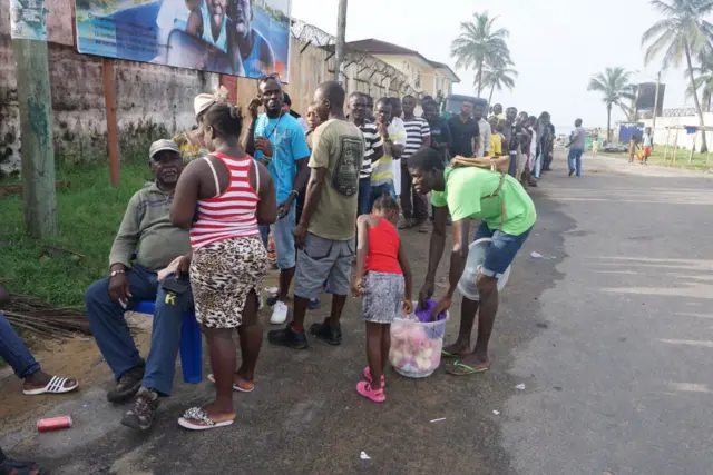 Voters queue in Monrovia, Liberia
