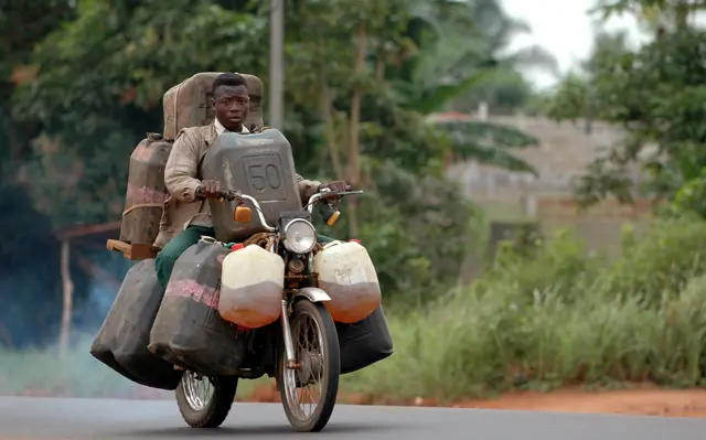 A Nigerian petrol smuggler pictured in 2005