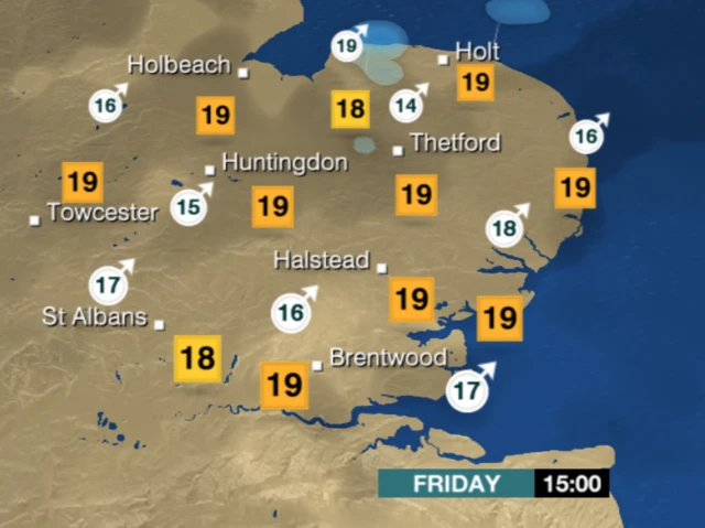 BBC East weather map