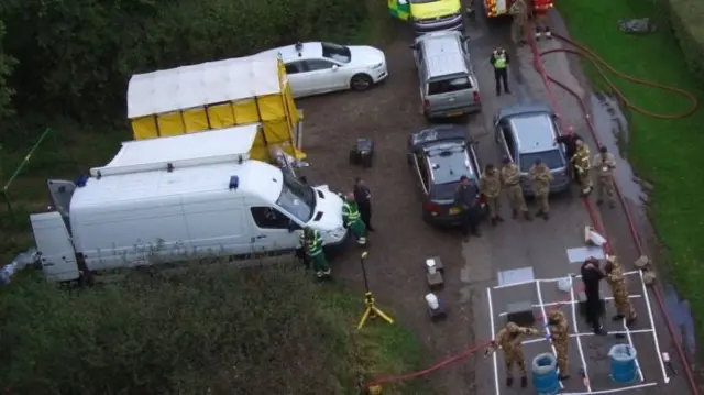 Police and army at site