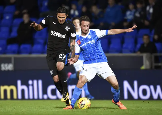 Chris Millar shields the ball from Carlos Pena