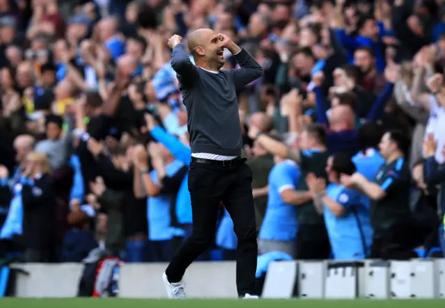 Pep Guardiola celebrates