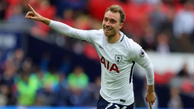 Christian Eriksen of Tottenham Hotspur celebrates