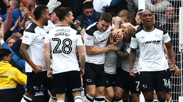 Matej Vydra of Derby County celebrates