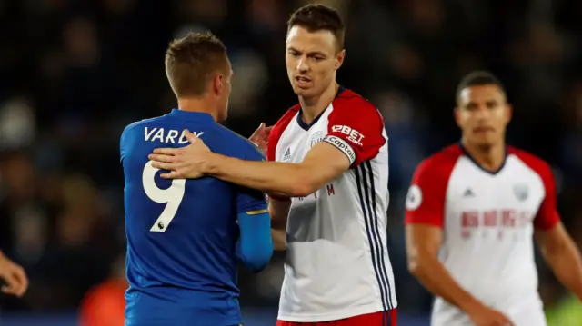 Jonny Evans and Jamie Vardy