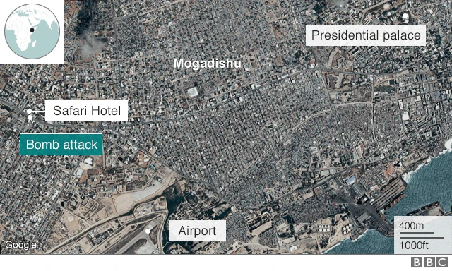 Map of Mogadishu Bomb attack