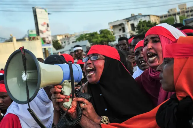 Protestors in Mogadishu on 15th October 2017