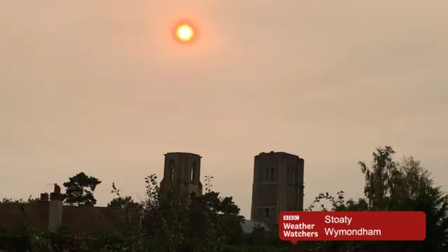 Red sun over Wymondham Abbey