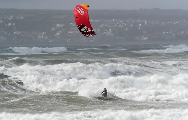 Kite surfer Mount's Bay. Getty Images