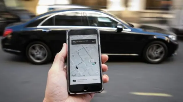 Uber app on mobile phone