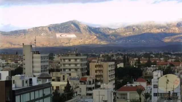 Turkish occupied northern Cyprus as seen from the divided city of Nicosia