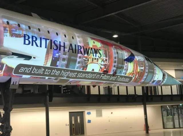 Concorde with light show projection