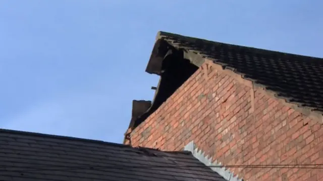 the damaged roof