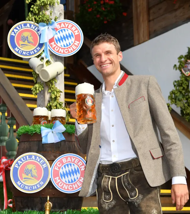 Bayern Munich star Thomas Muller on a visit to Oktoberfest