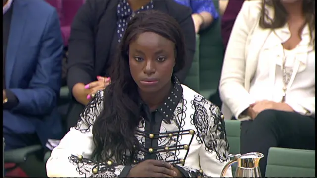 Eni Aluko giving evidence to the committee