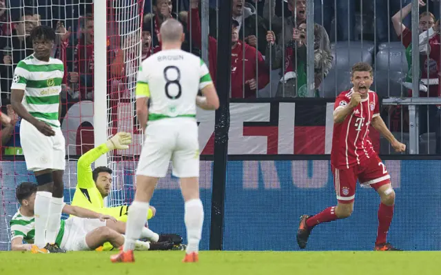 Thomas Muller was quickest to react when Craig Gordon saved a Robert Lewandowski header