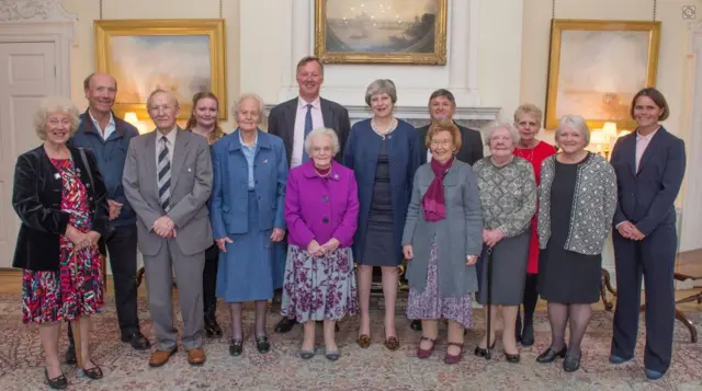 The Prime Minister with some of Herefordshire's canary girls