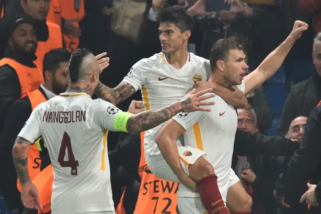 Edin Dzeko celebrates