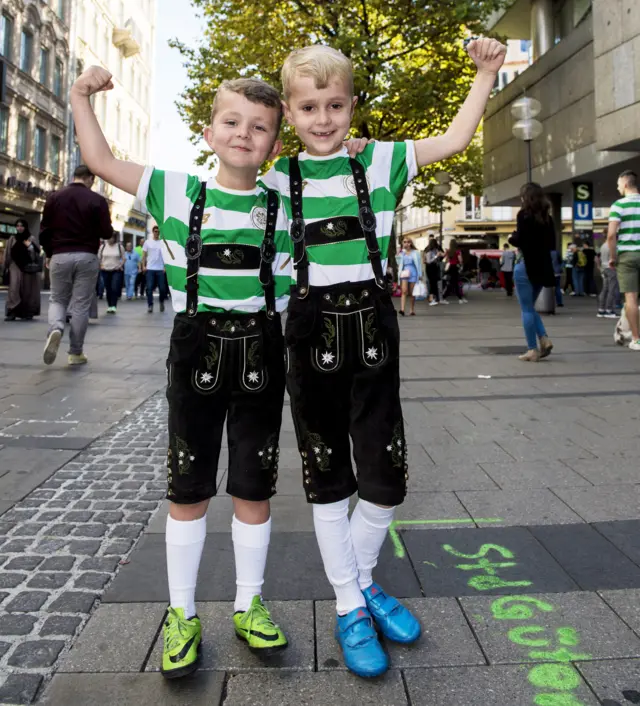 Young Celtic supporters join in the fun