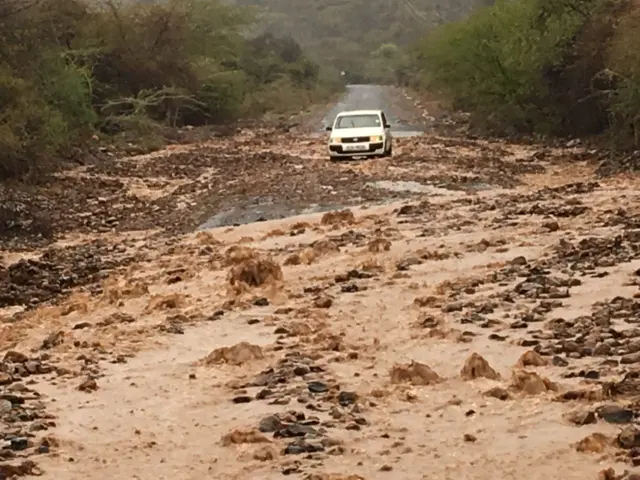 Flooded road in Kajiado county