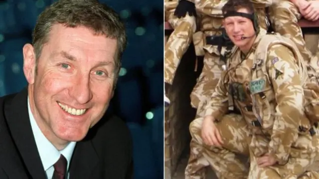 A composite photo of Terry Butcher, and Christopher Butcher in Army fatigues