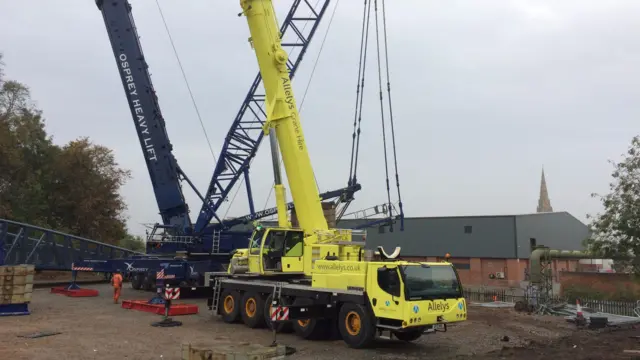 Cranes and a bridge