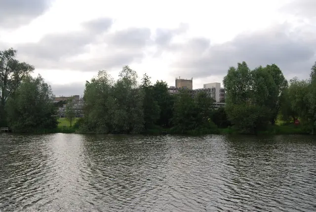 Looking across the lake at the university