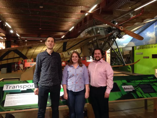 Professor Cox with post-graduate students Monica Bell and Iain Henderson
