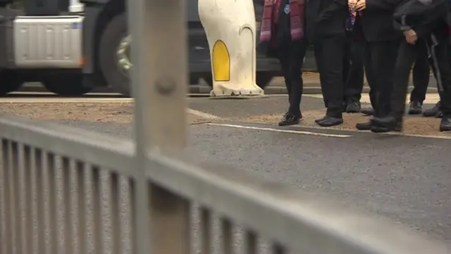 Children getting ready to cross