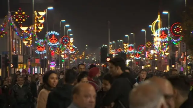 Diwali lights and gathering of crowds