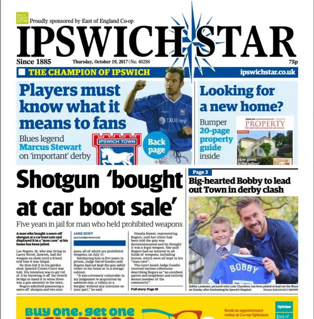 Front page of Ipswich Star