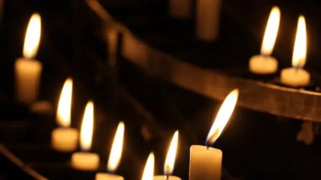 Close up of candles in a church