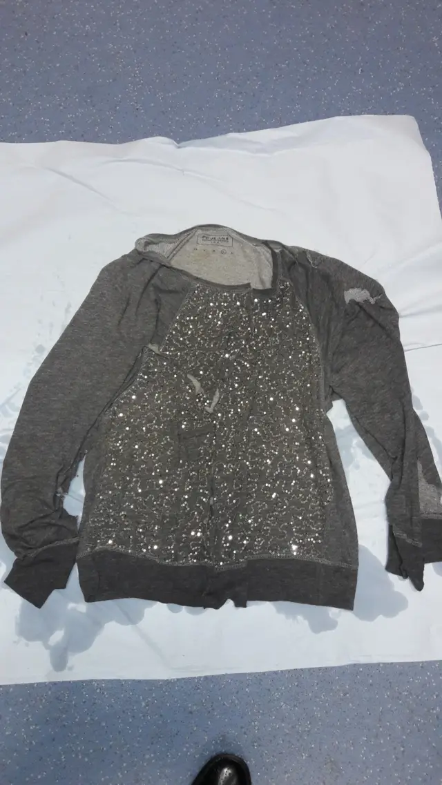 The grey top with sequin pattern