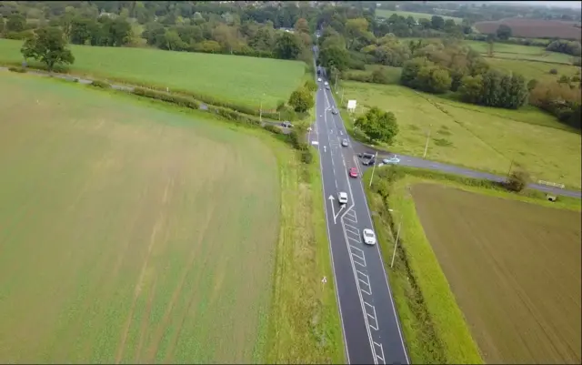 Aerial view of the junction, looking north