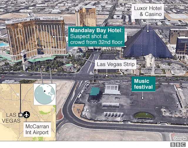 A map showing the area of the shooting