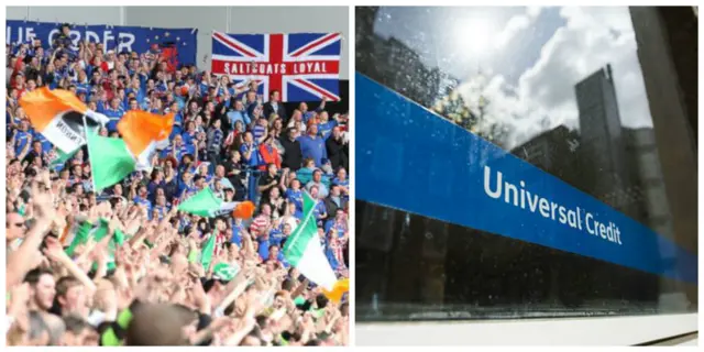 Old Firm Game and Universal Credit sign