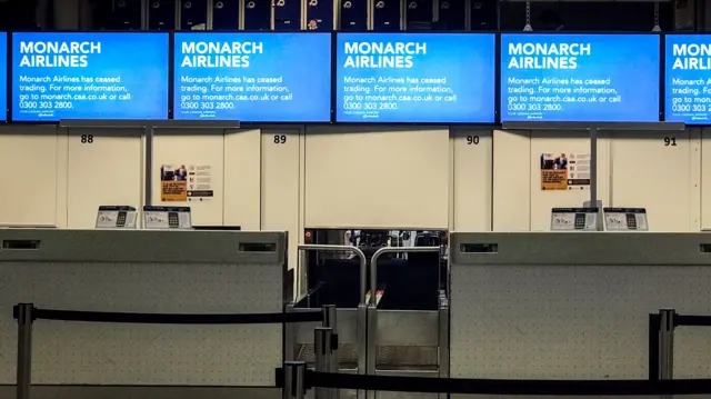 Empty check-in desks Gatwick