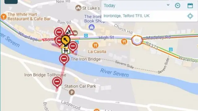 Map of road closures in Ironbridge