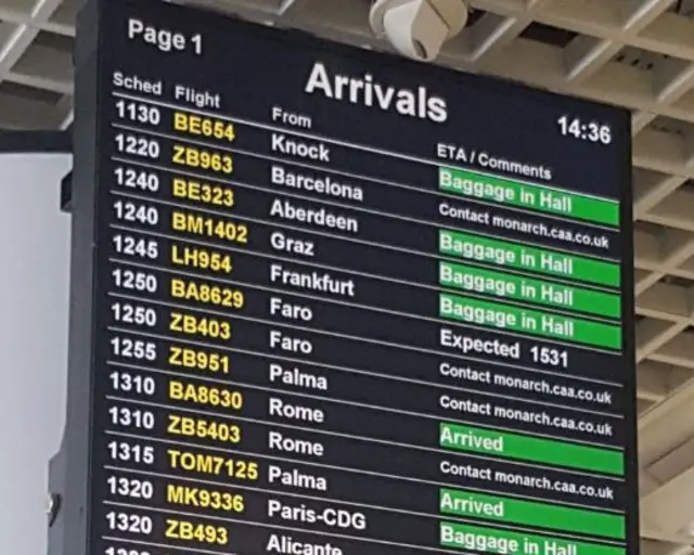 Arrivals board