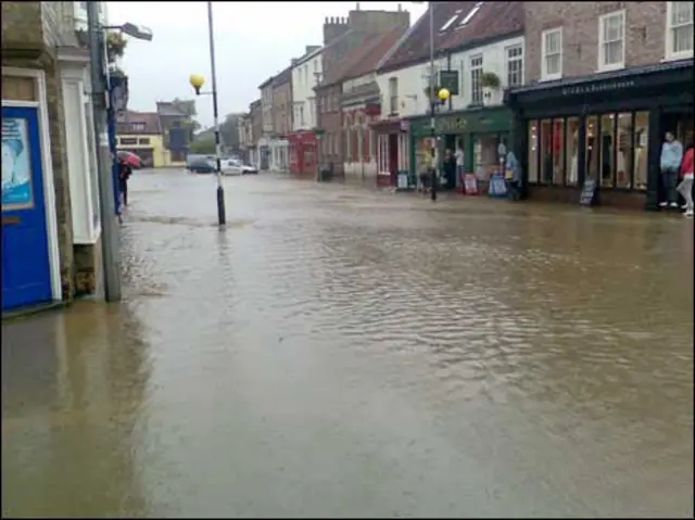 Flooding on Pocklinton's High Street.