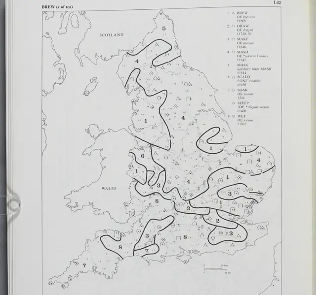 Regional dialect map of UK