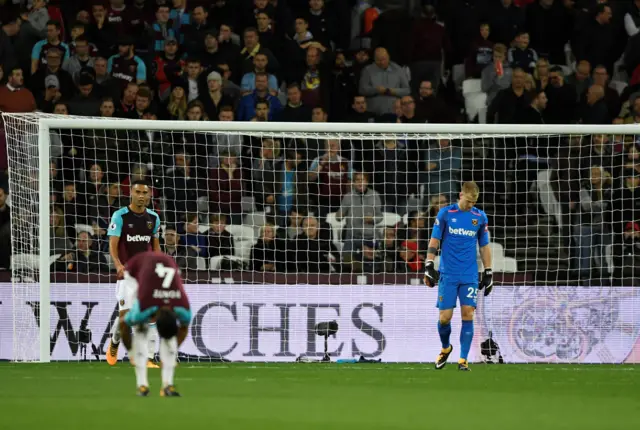 West Ham look dejected after Brighton go 2-0 up