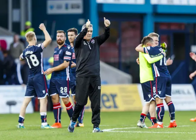 Owen Coyle celebrates Ross County's win over Hamilton