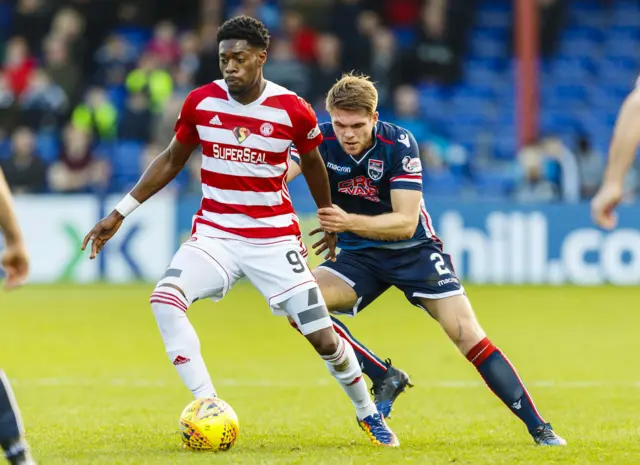 Hamilton's Rakish Bingham in action against Ross County's Marcus Fraser