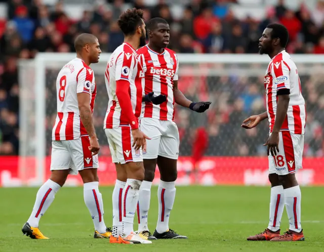 Stoke players argue