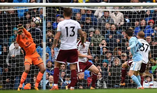 Bernardo Silva sees his effort saved