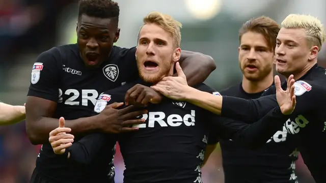 Leeds celebrate at Bristol City