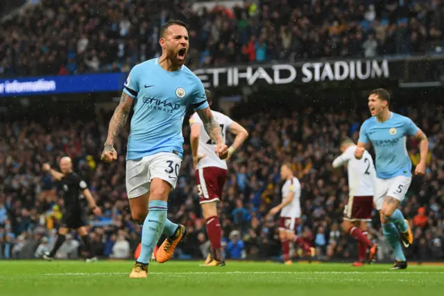 Nicolas Otamendi of Manchester City celebrates