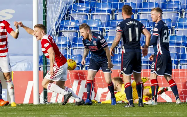 Greg Docherty wheels away after giving Hamilton the lead