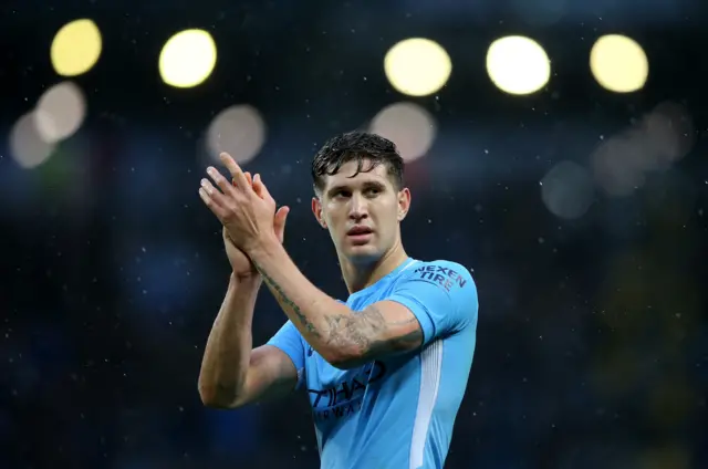 John Stones of Manchester City applauds